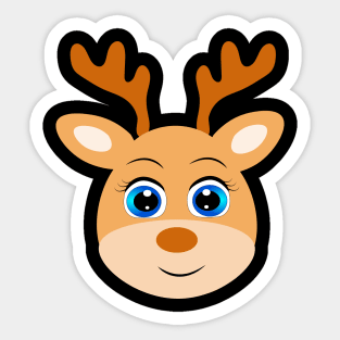 Cute Funny Reindeer Animal Face Sticker